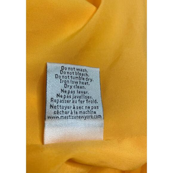 MESTIZA NY Cadiz Canary Yellow Jacquard Bell Puff Sleeve Wrap Mini Dress XSMALL - Picture 11 of 12